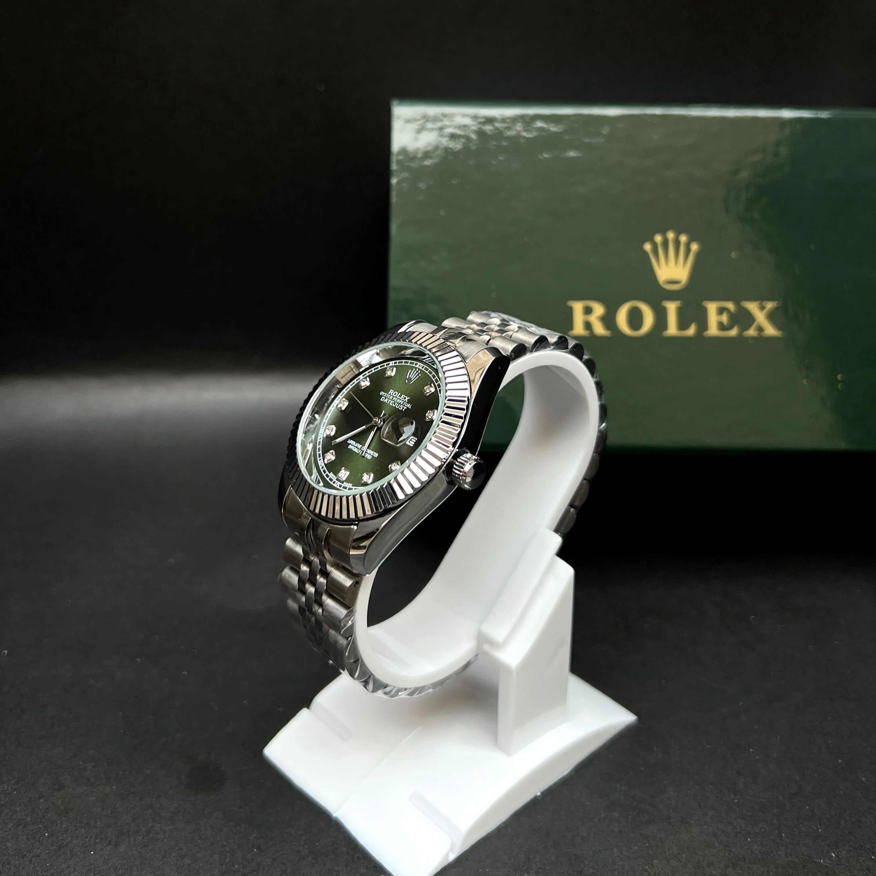 Rolex Oyster Perpetual Datejust, Green dial with diamond hour markers