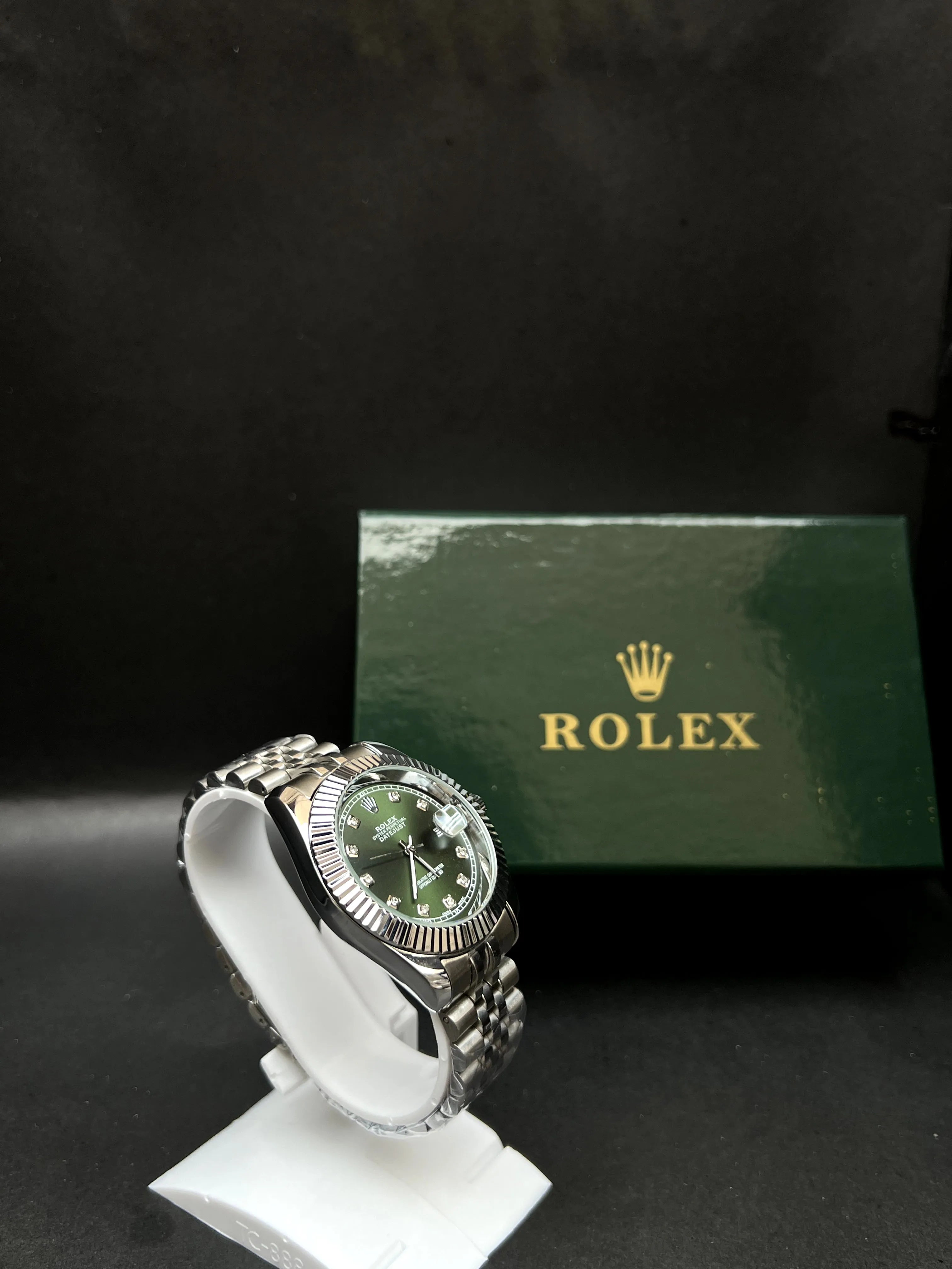 Rolex Oyster Perpetual Datejust, Green dial with diamond hour markers