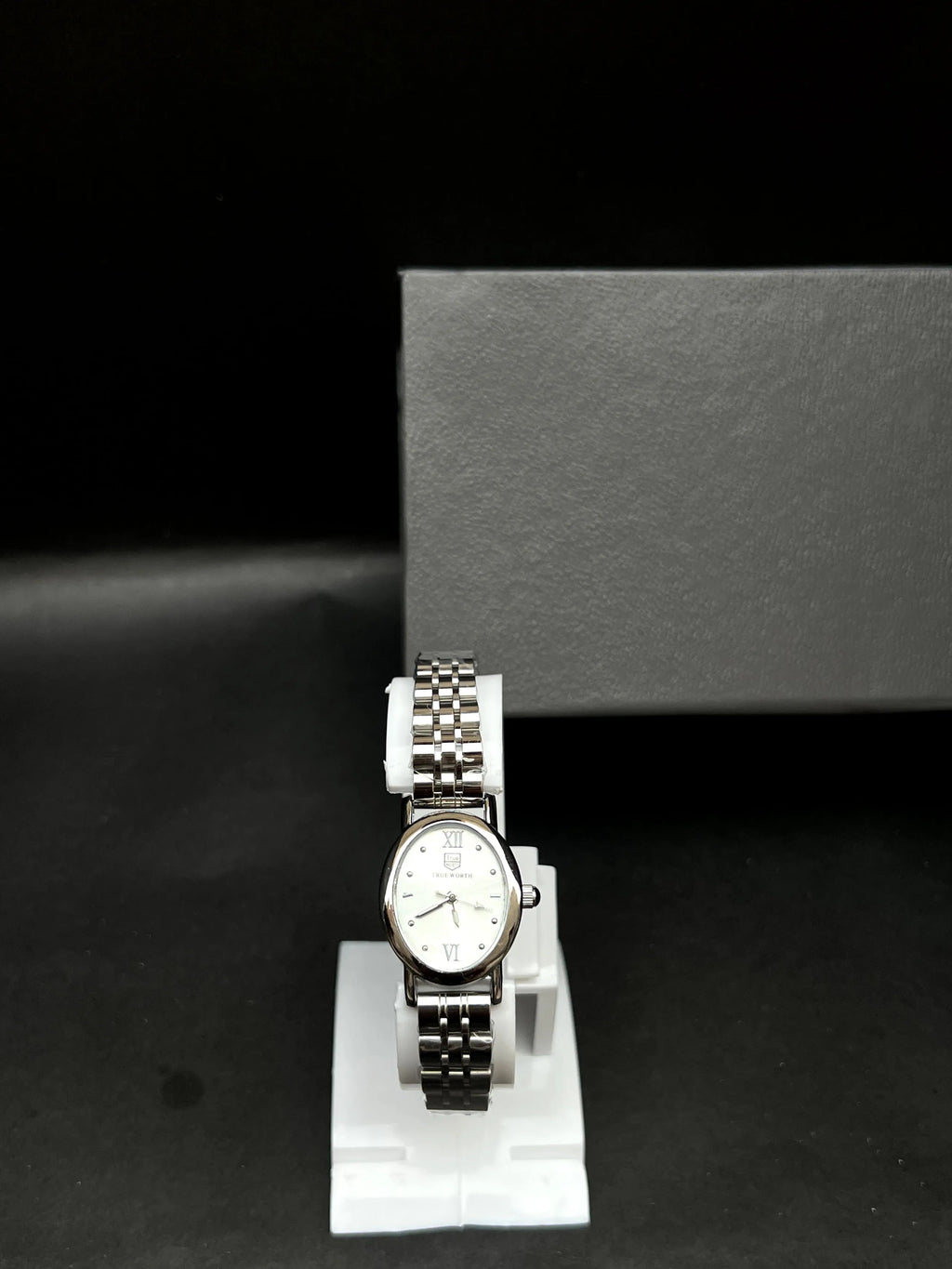 True Worth Classic Silver Stainless Steel Watch with White Dial”