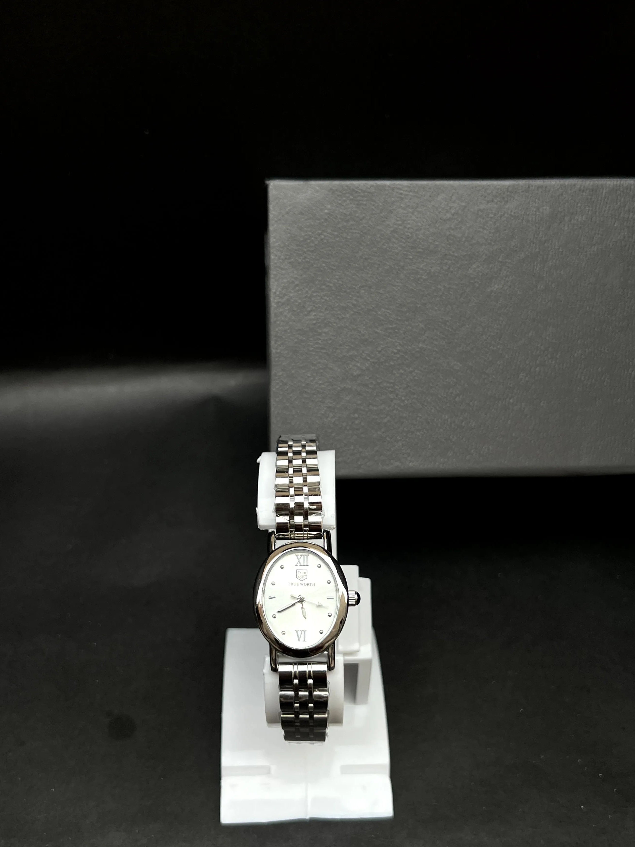 True Worth Classic Silver Stainless Steel Watch with White Dial”