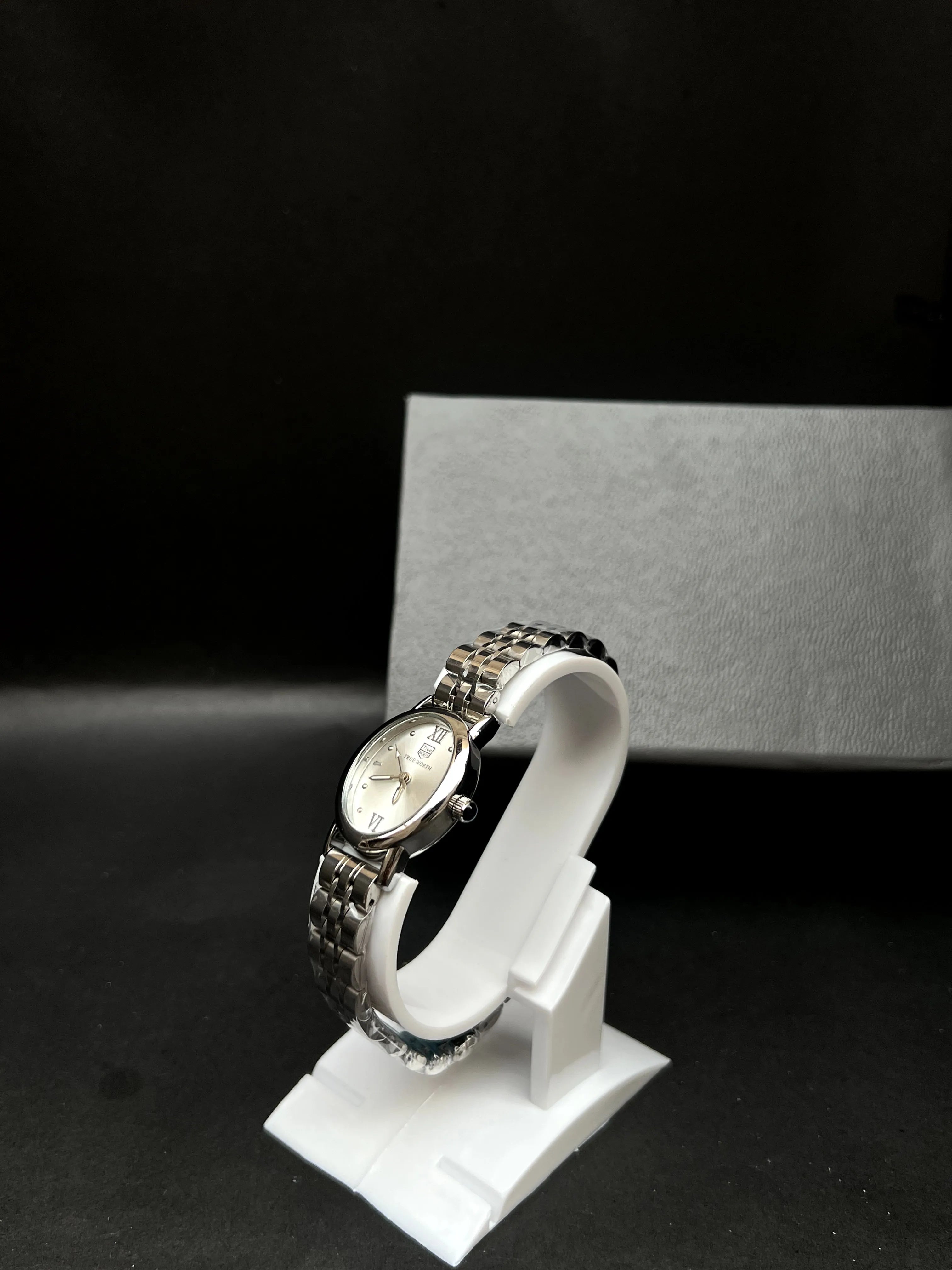 True Worth Classic Silver Stainless Steel Watch with White Dial”