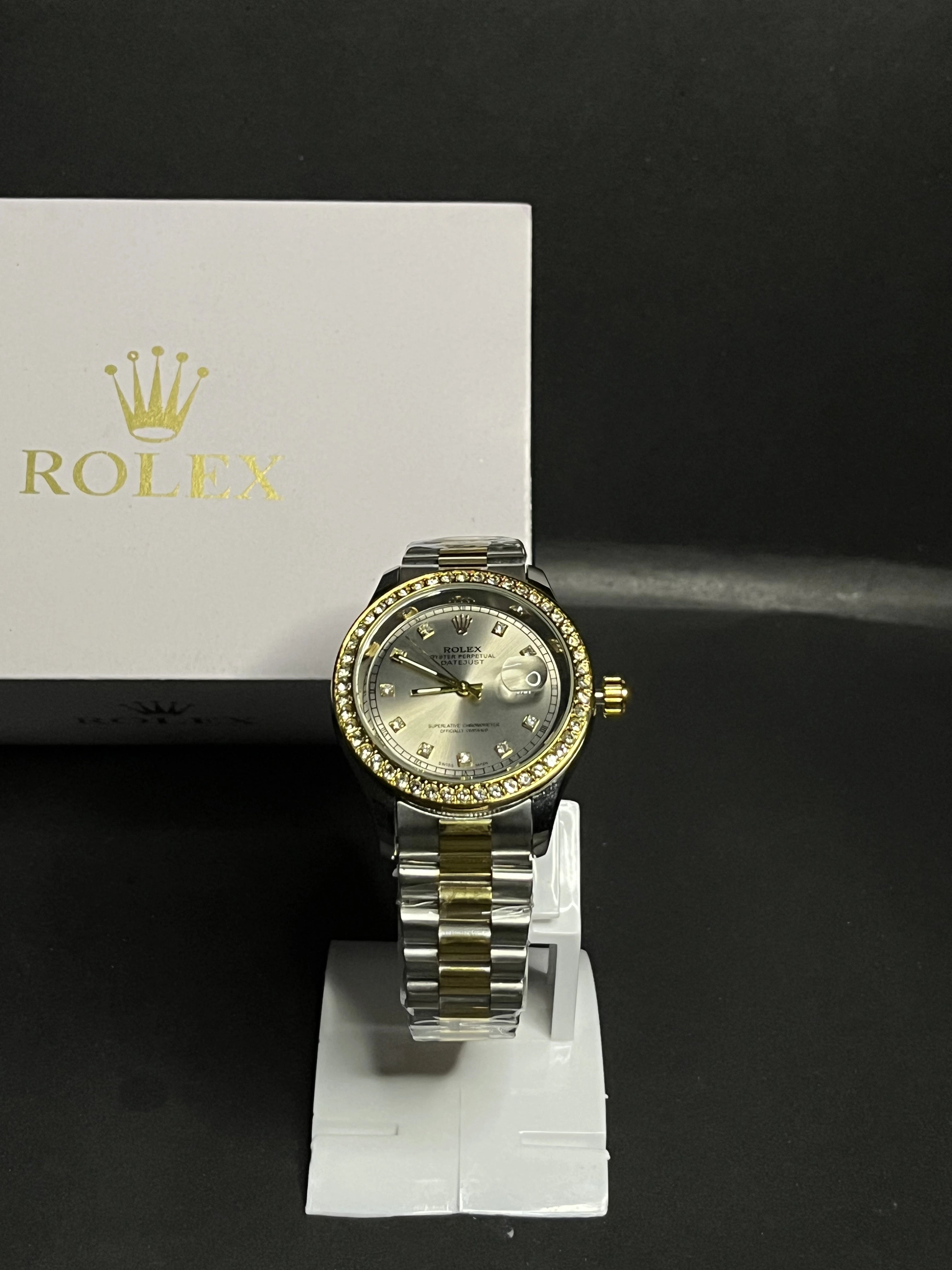 Rolex Oyster Perpetual Datejust – Two-Tone Steel & Gold with Diamond Bezel and Markers