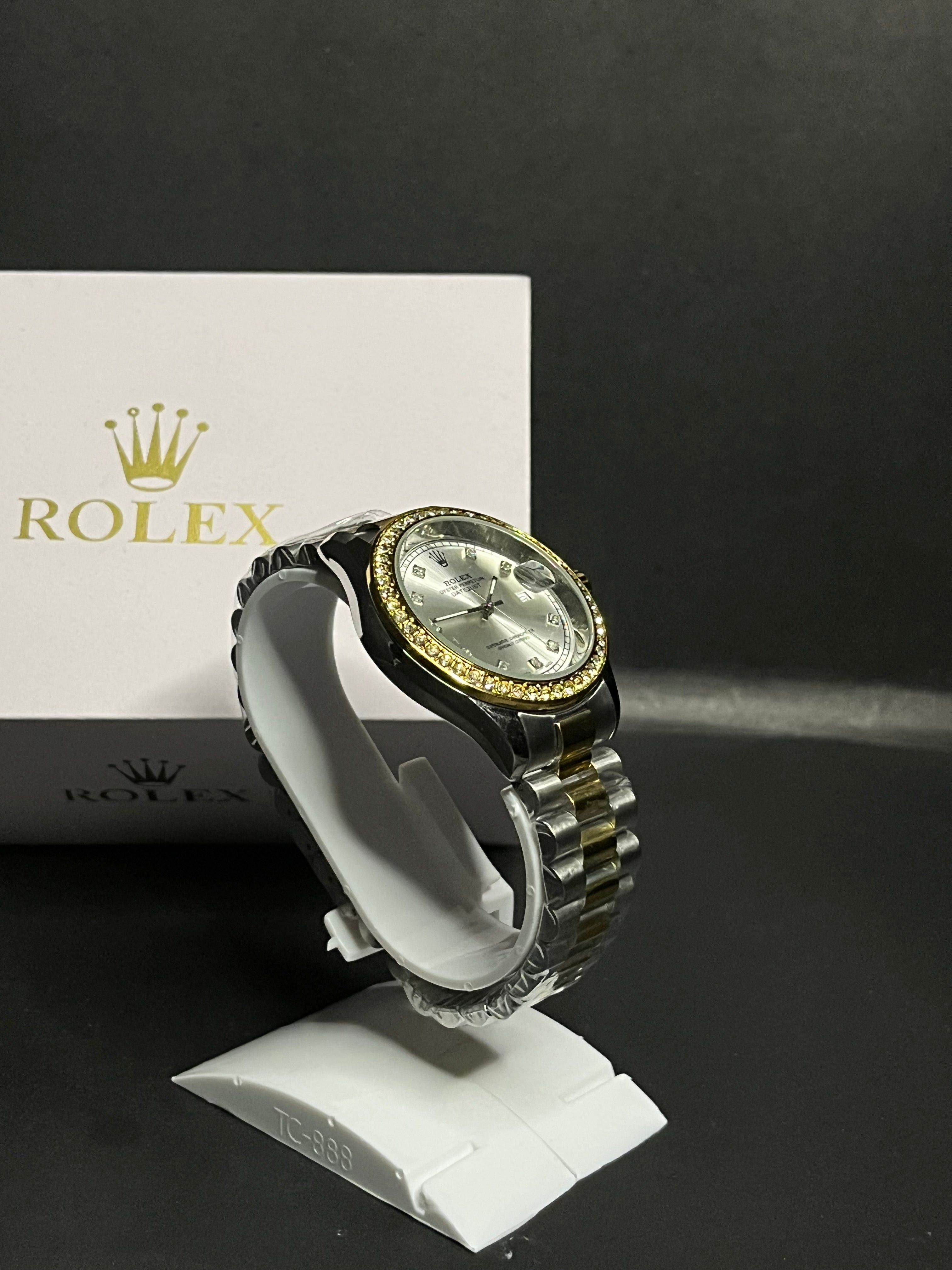Rolex Oyster Perpetual Datejust – Two-Tone Steel & Gold with Diamond Bezel and Markers