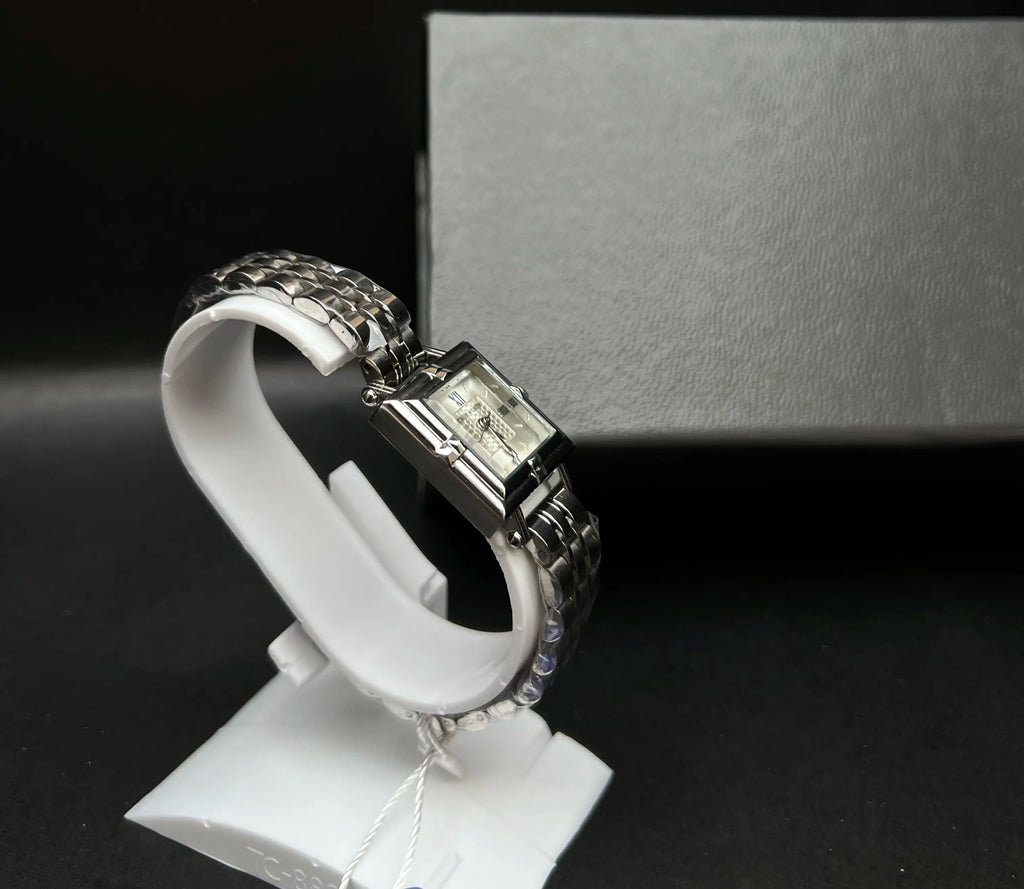True Worthy Elegant Square Silver Stainless Steel with White dial
