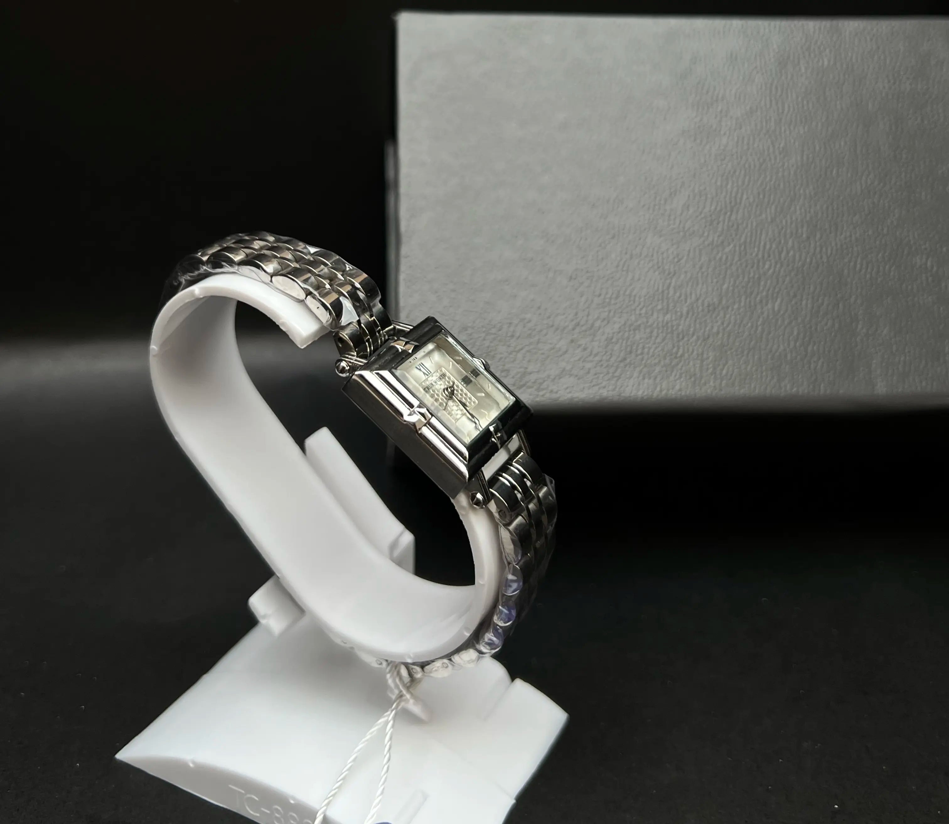 True Worthy Elegant Square Silver Stainless Steel with White dial