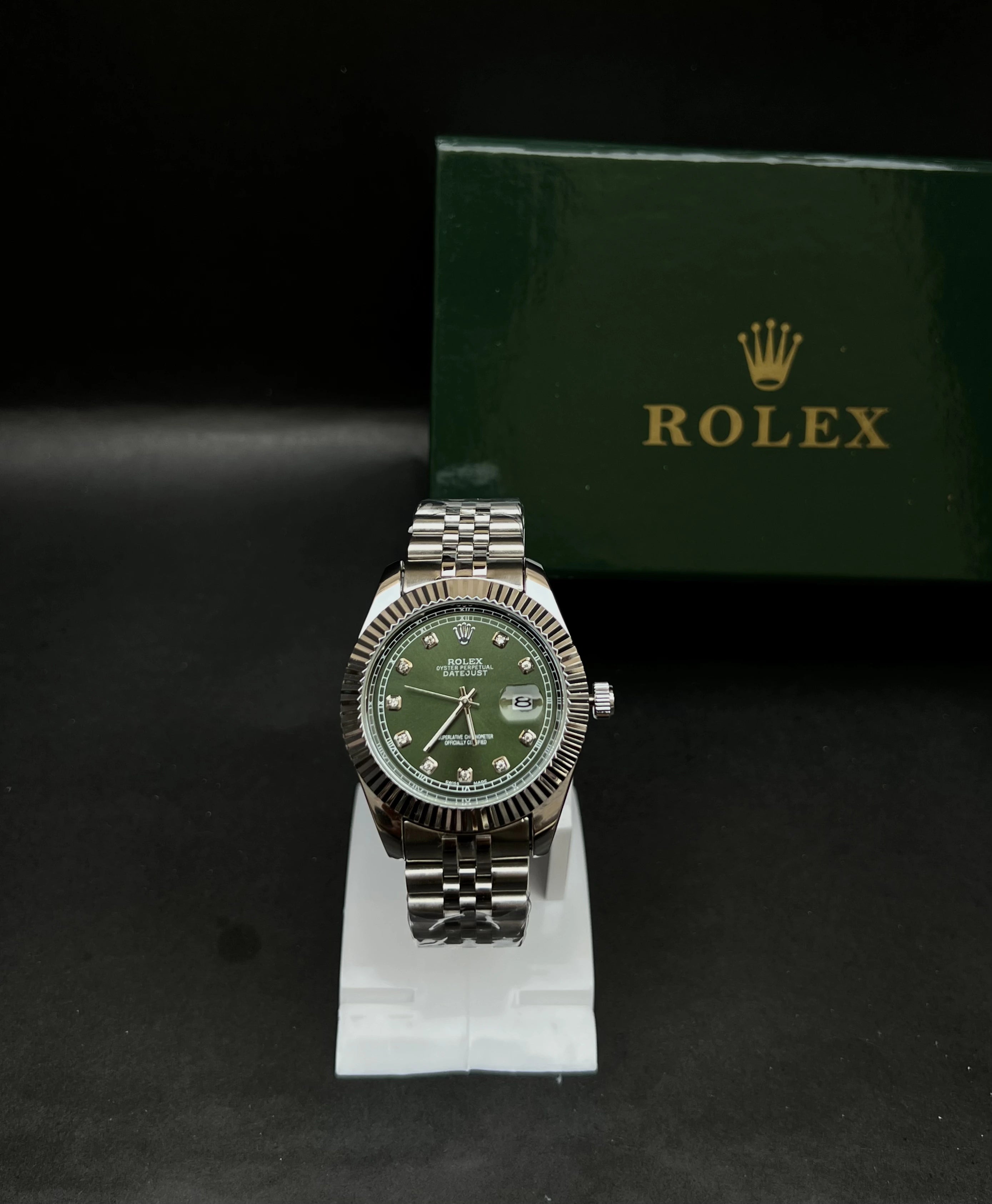 Rolex Oyster Perpetual Datejust, Green dial with diamond hour markers