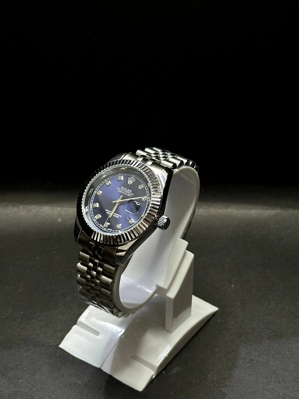 Rolex Oyster Perpetual Datejust, midnight blue dial set with diamond hour markers