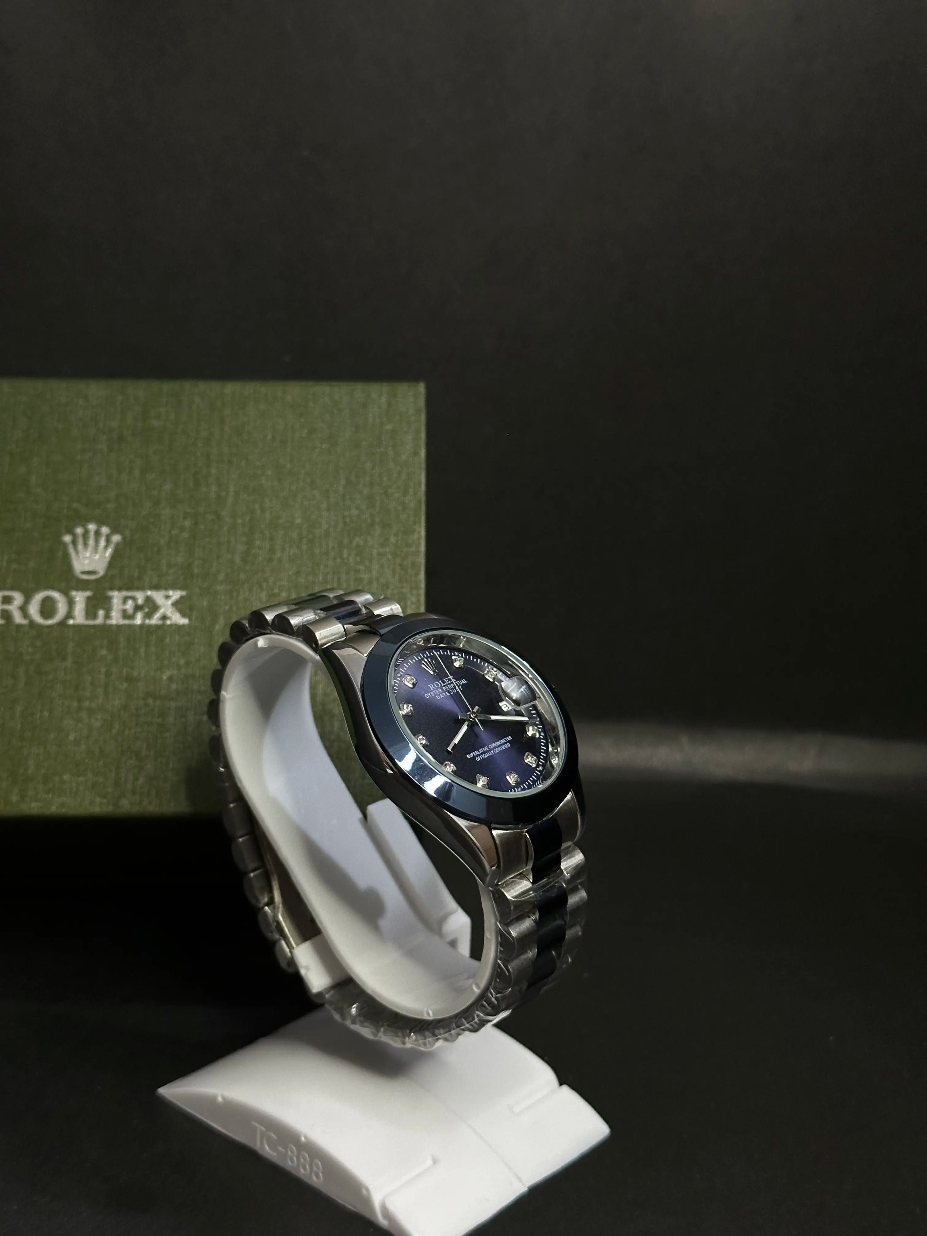 Rolex Oyster Perpetual Datejust Black Dial Diamond Markers Stainless Steel Watch